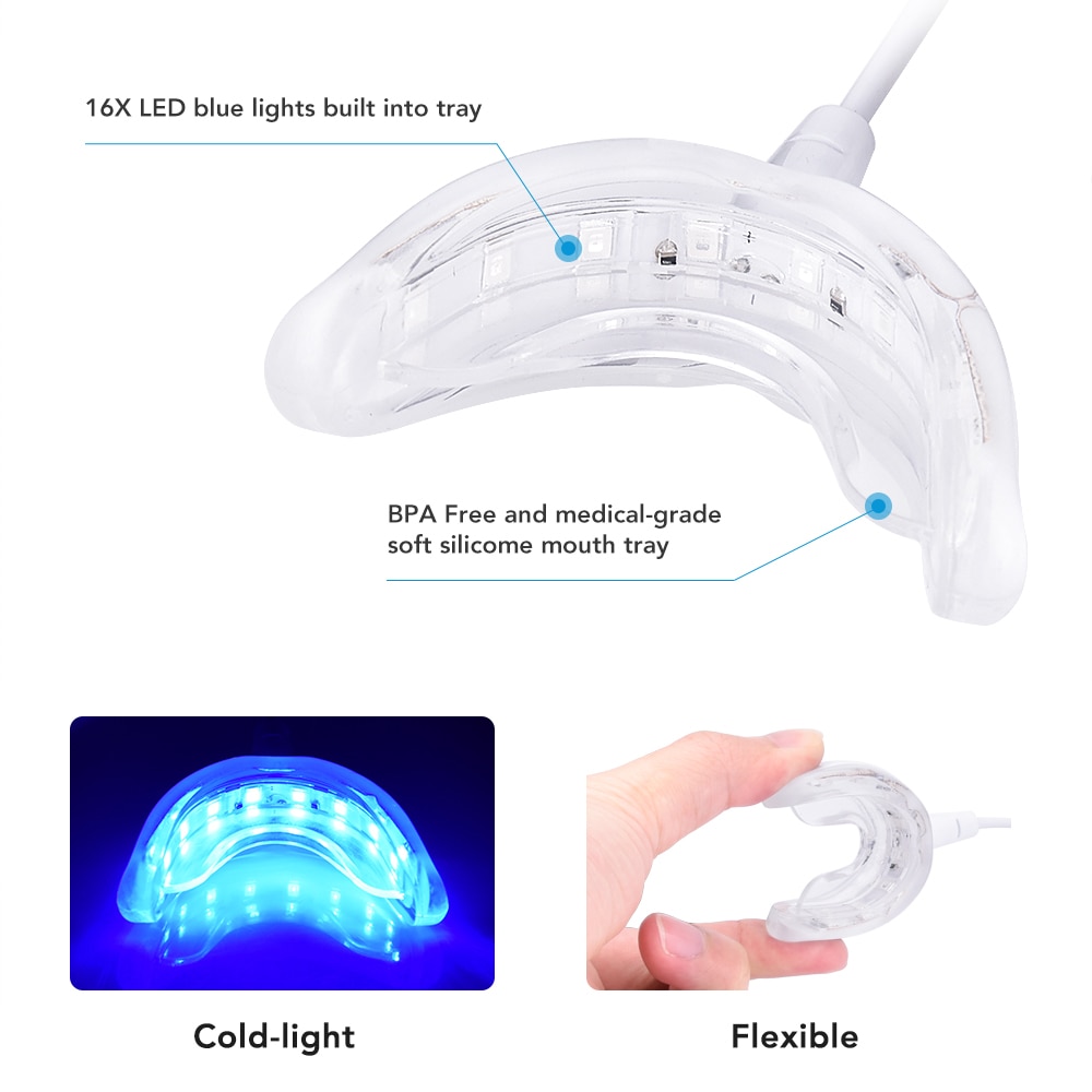 Portable Smart Cold Blue Light LED Tooth Whitener Device Dental Whitening Gel Kit 4 in 1 Ports Teeth Bleaching Oral Health Care