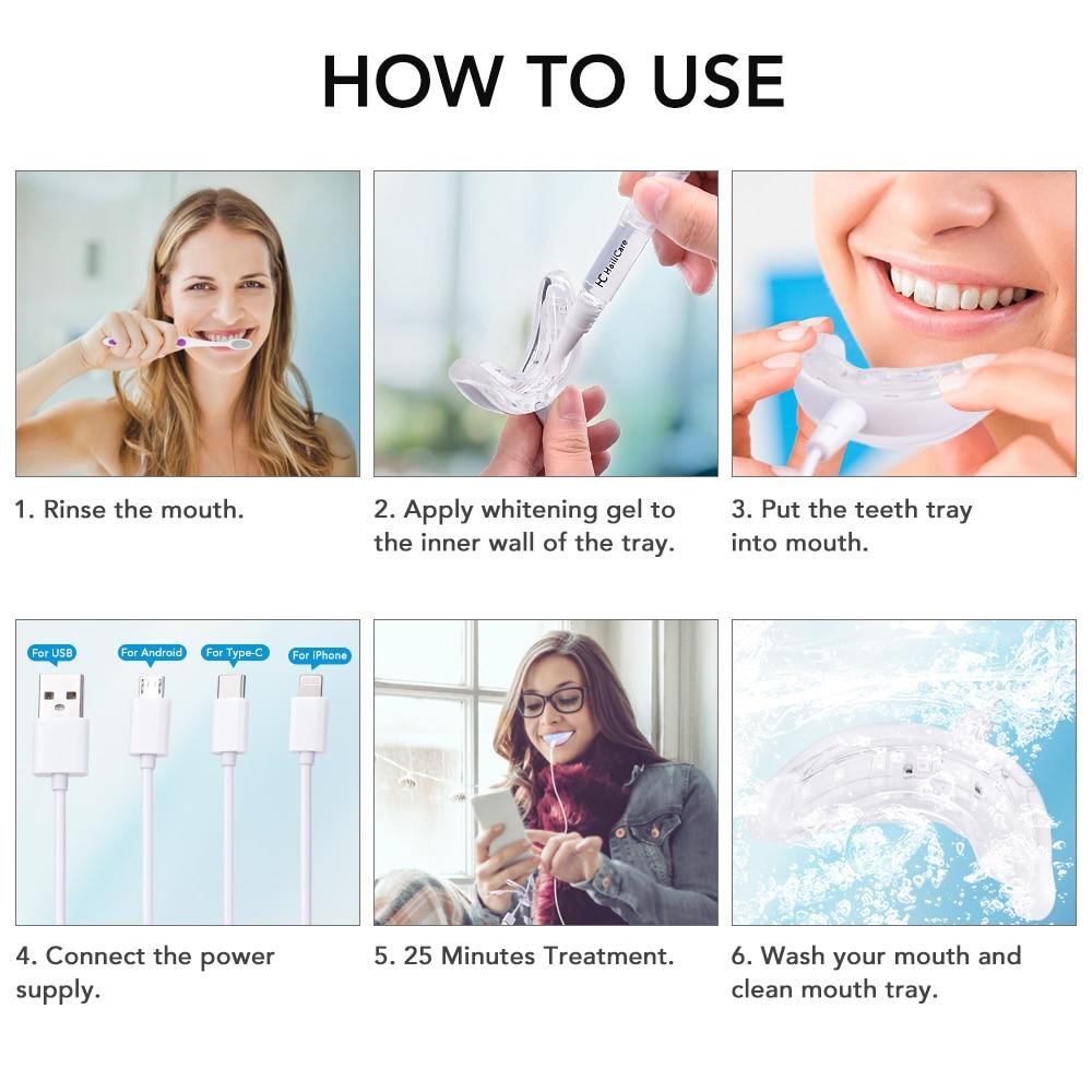 Portable Smart Cold Blue Light LED Tooth Whitener Device Dental Whitening Gel Kit 4 in 1 Ports Teeth Bleaching Oral Health Care