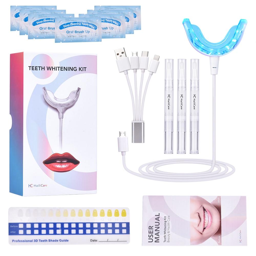 Portable Smart Cold Blue Light LED Tooth Whitener Device Dental Whitening Gel Kit 4 in 1 Ports Teeth Bleaching Oral Health Care