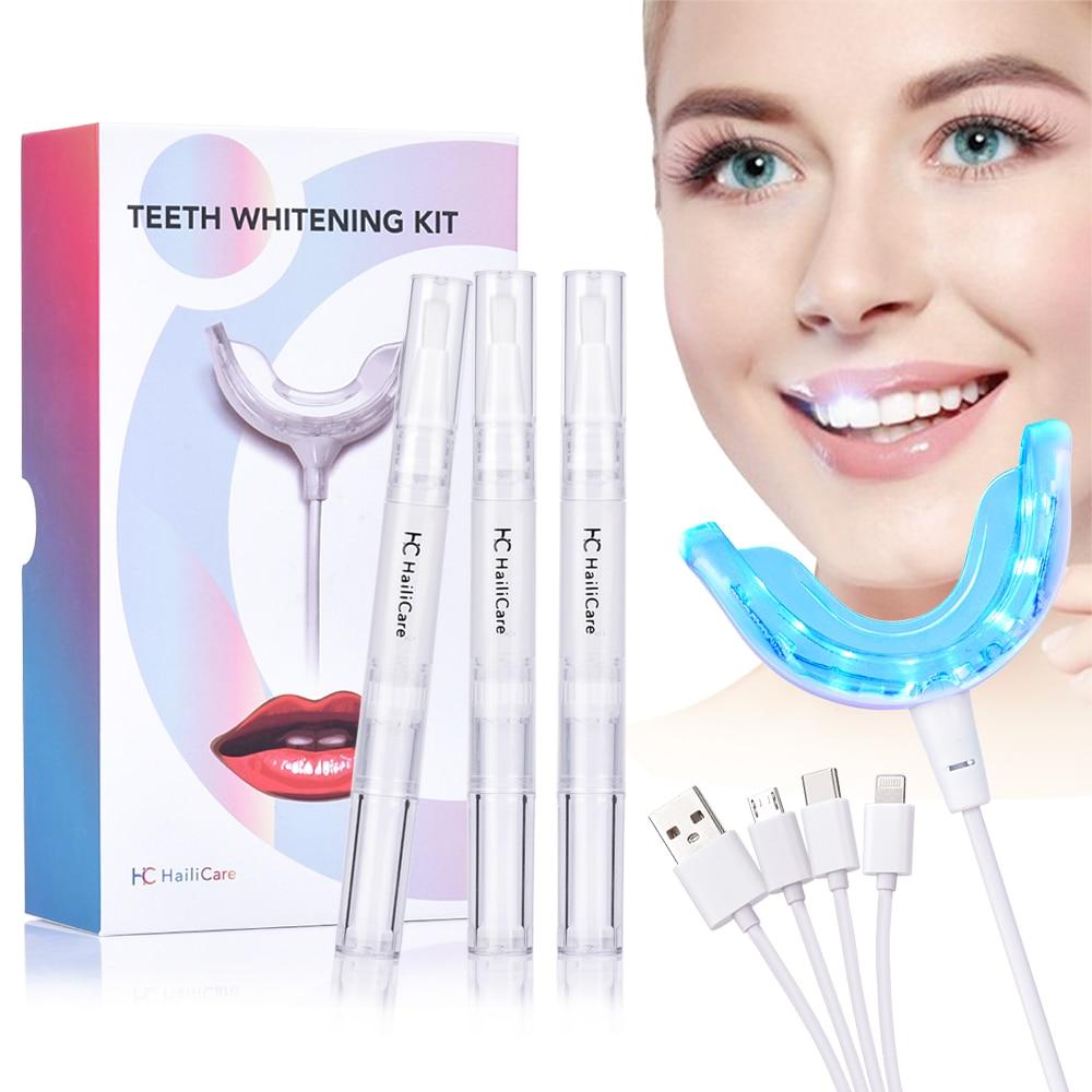 Portable Smart Cold Blue Light LED Tooth Whitener Device Dental Whitening Gel Kit 4 in 1 Ports Teeth Bleaching Oral Health Care