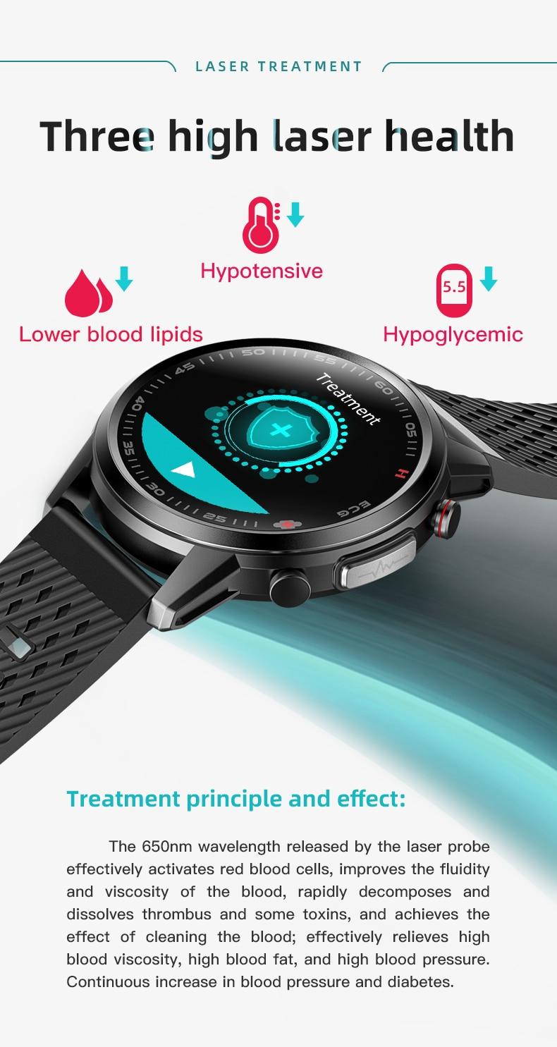 Vwar Health Smart Watch Sports Fitness Tracker Laser Treatment Body Temperature Measurement Blood Pressure Oxygen ECG Smartwatch