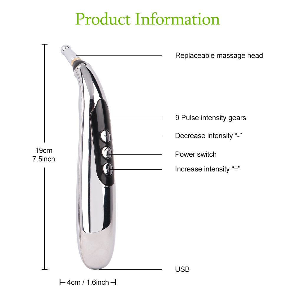 Electronic Acupuncture Pen USB Rechargeable Meridian Massage Pen Therapy Machine Massager for Body Back Arm Pain Relief Tool