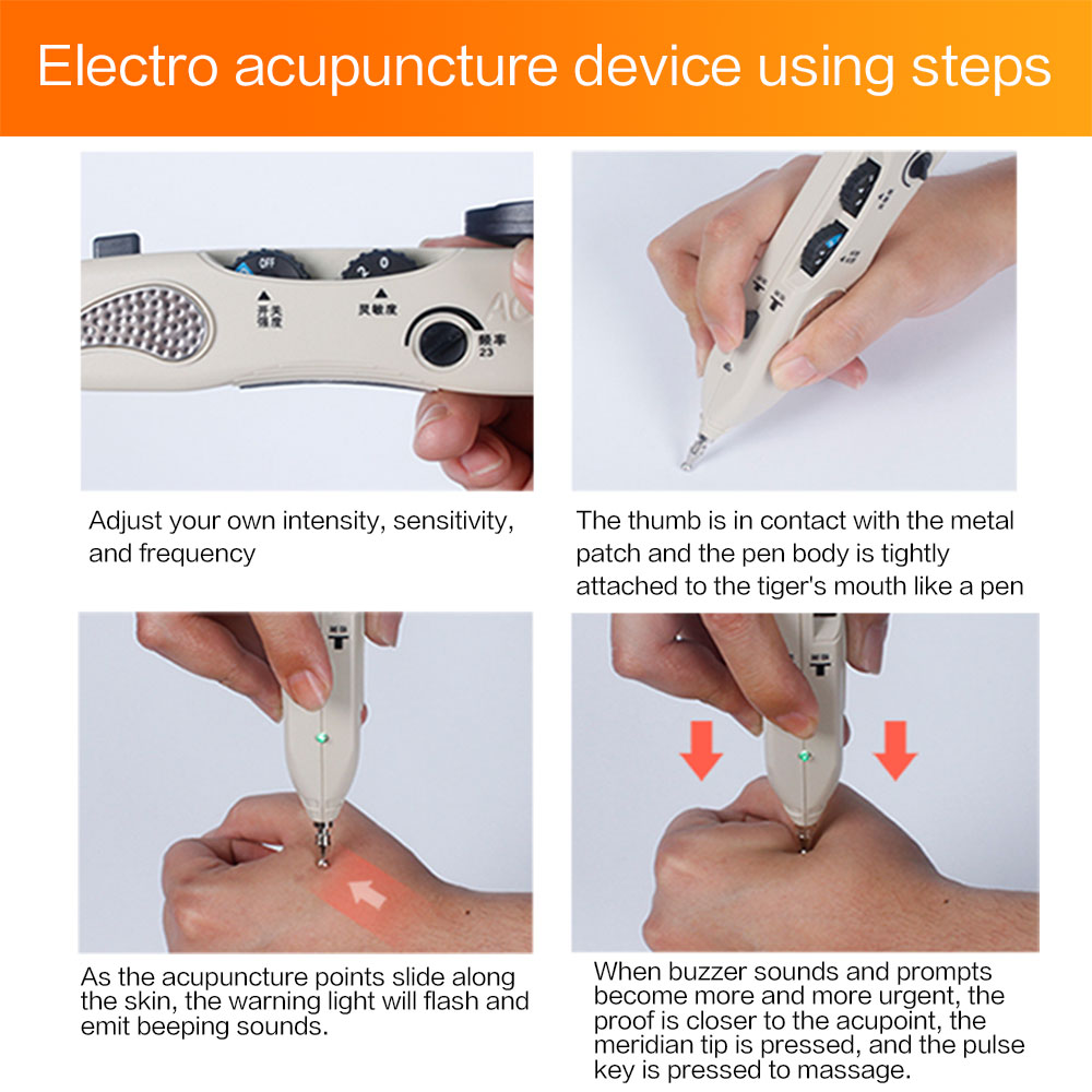 Electronic Acupuncture Pen USB Rechargeable Meridian Massage Pen Therapy Machine Massager for Body Back Arm Pain Relief Tool