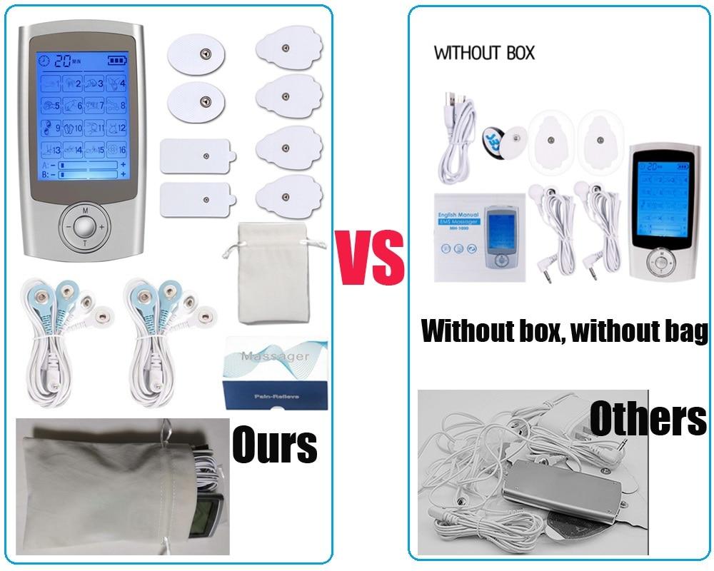 Dual Channel TENS Massager EMS Unit 16 Modes Muscle Stimulator for Pain Relief Therapy Electronic Pulse Muscle Machine 8 Pads