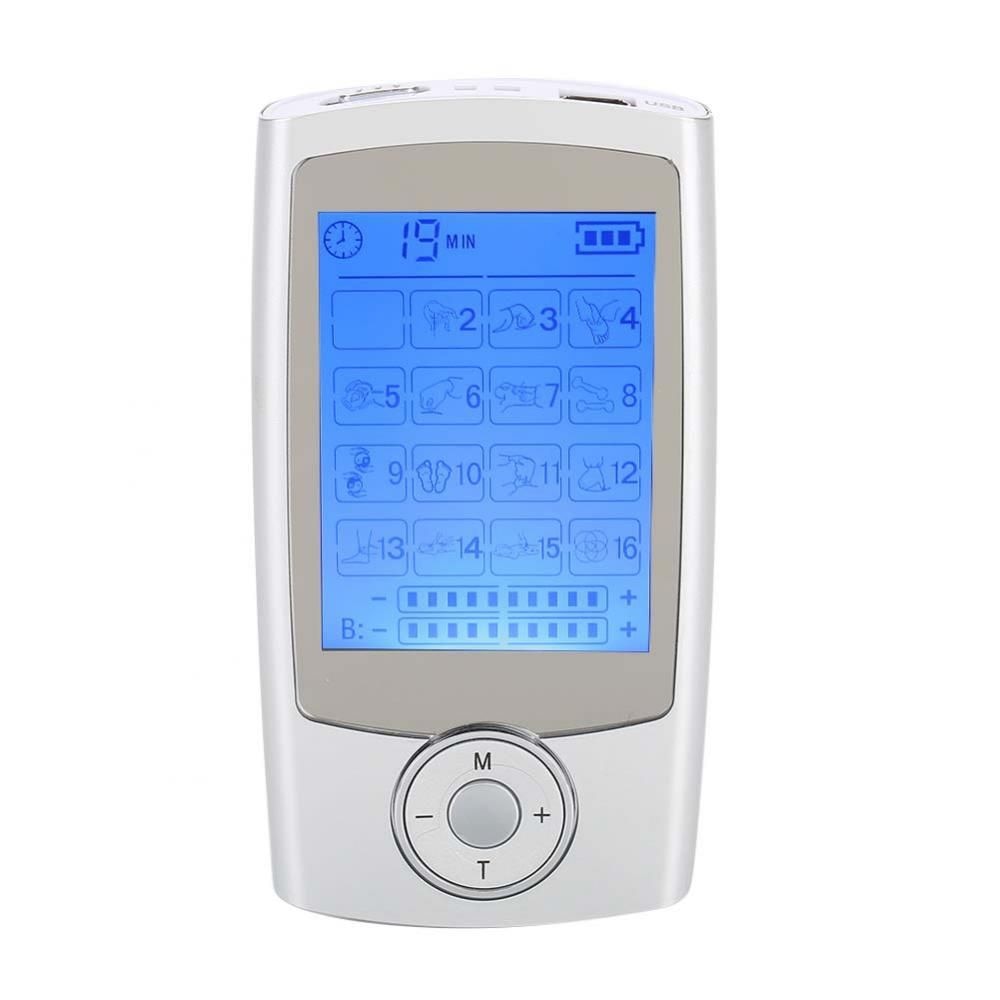 Dual Channel TENS Massager EMS Unit 16 Modes Muscle Stimulator for Pain Relief Therapy Electronic Pulse Muscle Machine 8 Pads