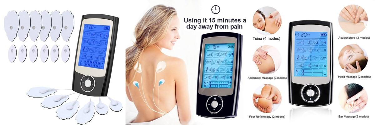 Dual Channel TENS Massager EMS Unit 16 Modes Muscle Stimulator for Pain Relief Therapy Electronic Pulse Muscle Machine 8 Pads