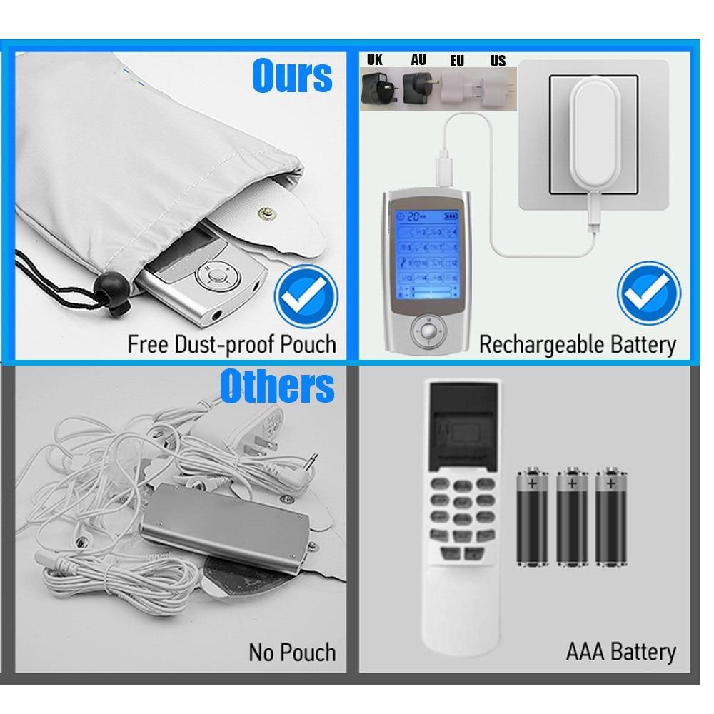 Dual Channel TENS Massager EMS Unit 16 Modes Muscle Stimulator for Pain Relief Therapy Electronic Pulse Muscle Machine 8 Pads