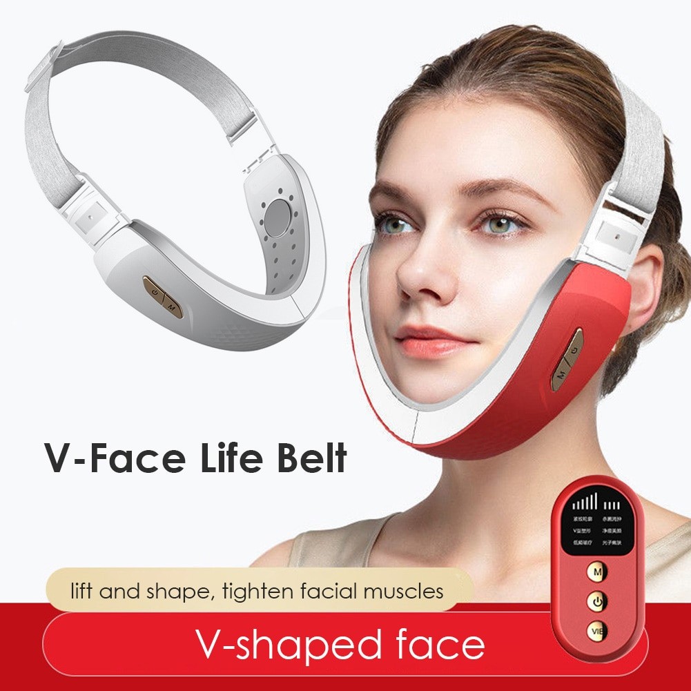 MaxinryCare V-Face Lifting Device Chin V-Line Up Lift Belt Red LED Photon Light Therapy EMS Massage Face Care Slimming Machine