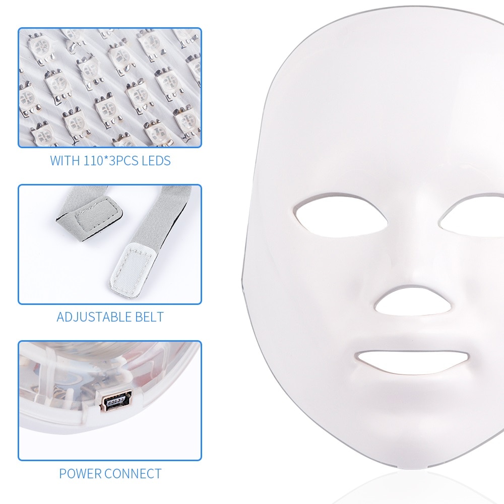 LED Facial Mask Beauty Skin Rejuvenation Photon Light 7 Colors Mask Therapy Wrinkle Acne Tighten Skin Tool Facial Machine