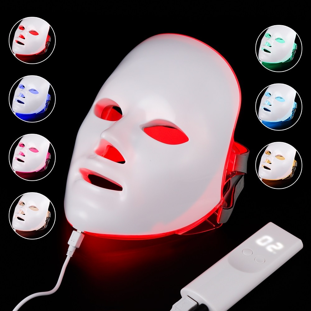 LED Facial Mask Beauty Skin Rejuvenation Photon Light 7 Colors Mask Therapy Wrinkle Acne Tighten Skin Tool Facial Machine