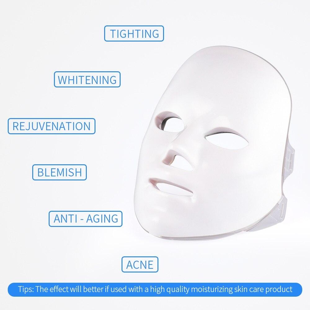 LED Facial Mask Beauty Skin Rejuvenation Photon Light 7 Colors Mask Therapy Wrinkle Acne Tighten Skin Tool Facial Machine