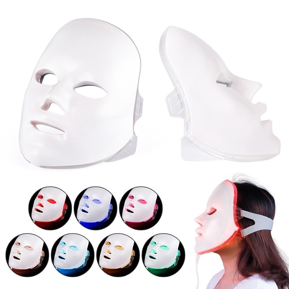 LED Facial Mask Beauty Skin Rejuvenation Photon Light 7 Colors Mask Therapy Wrinkle Acne Tighten Skin Tool Facial Machine