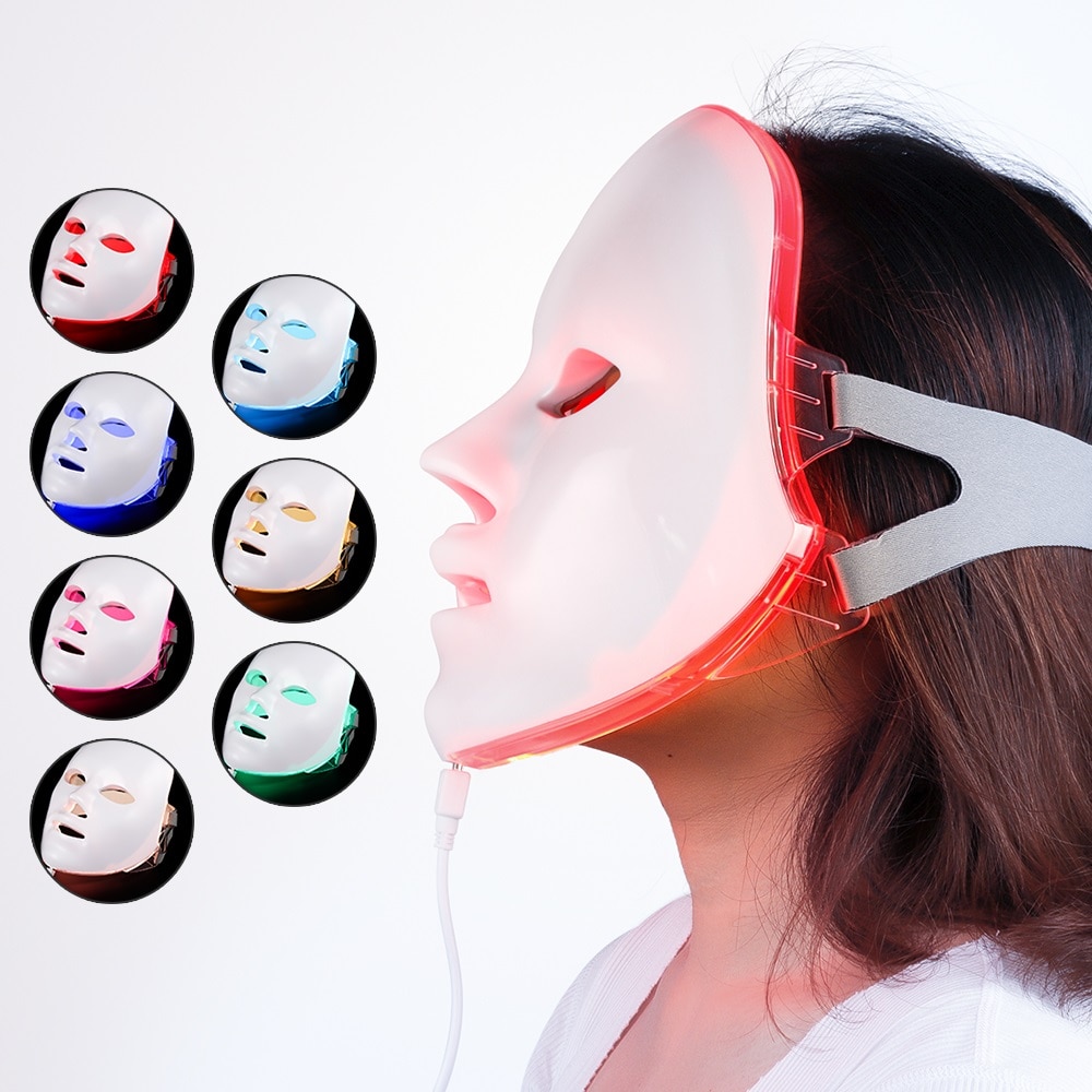 LED Facial Mask Beauty Skin Rejuvenation Photon Light 7 Colors Mask Therapy Wrinkle Acne Tighten Skin Tool Facial Machine