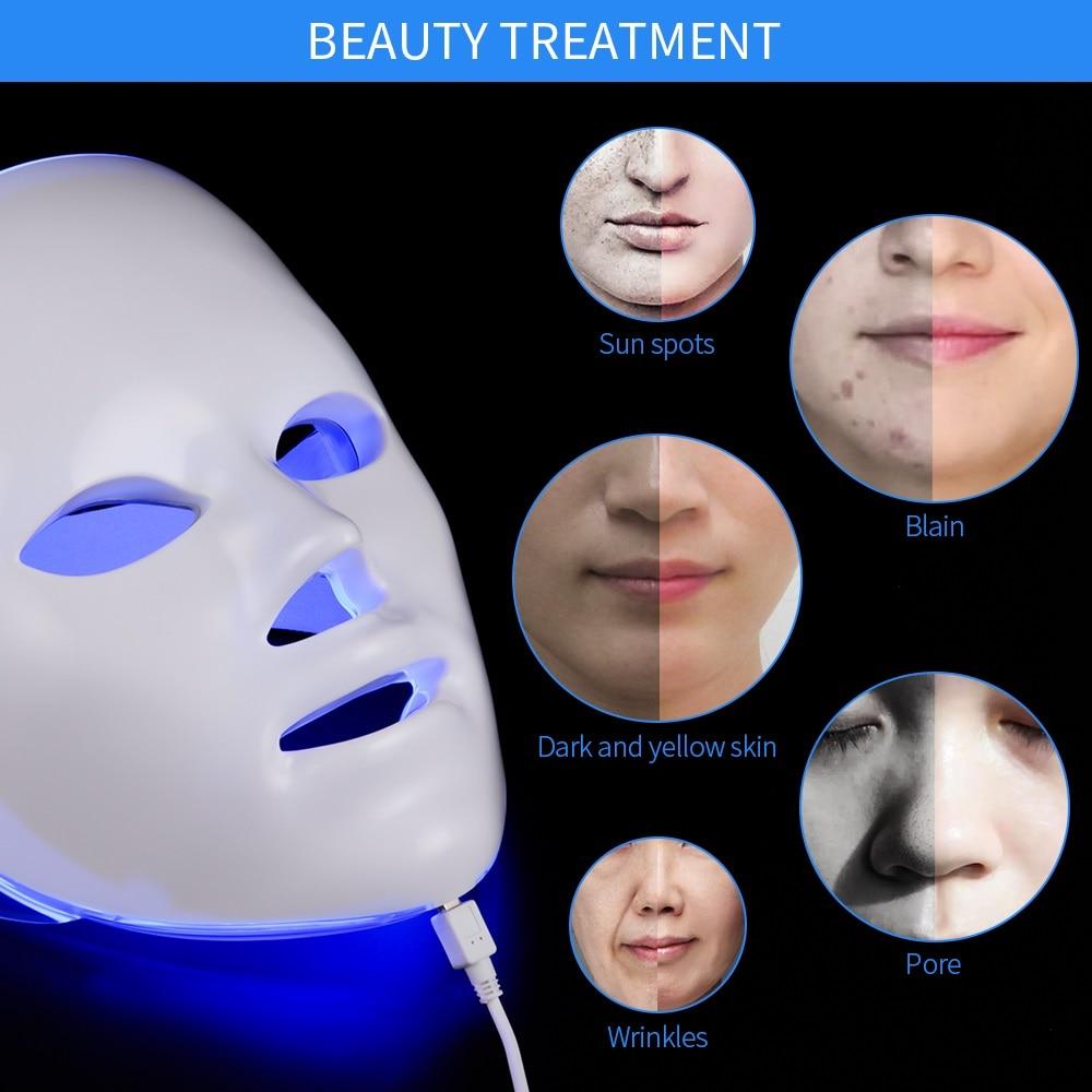 LED Facial Mask Beauty Skin Rejuvenation Photon Light 7 Colors Mask Therapy Wrinkle Acne Tighten Skin Tool Facial Machine