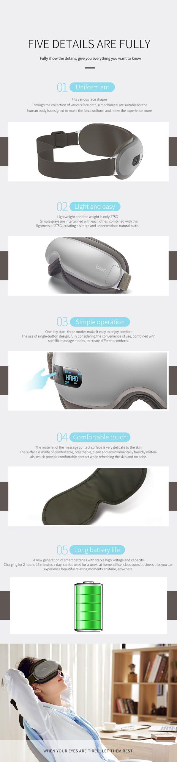 Breo iSee16 4D Smart Airbag Vibration Eye Massager Eye Acupoint Massage with Heating and Soothing Music Device