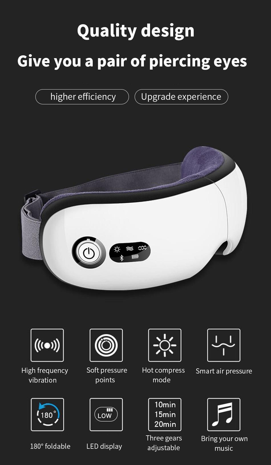 Eye Massager 9D Air Pressure Vibration Eye Care Instrument Fatigue Relieve Hot Compress Bluetooth Music Smart Massage glasses