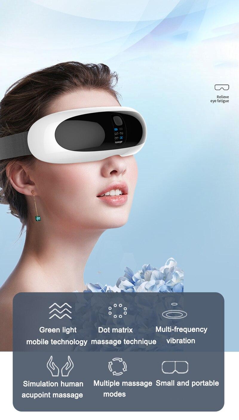 4D Smart Eye Massager Adult Relieves Fatigue Eye Protection 17 Dot Matrix Green Light Massage Point Vibration Massage Eye Care