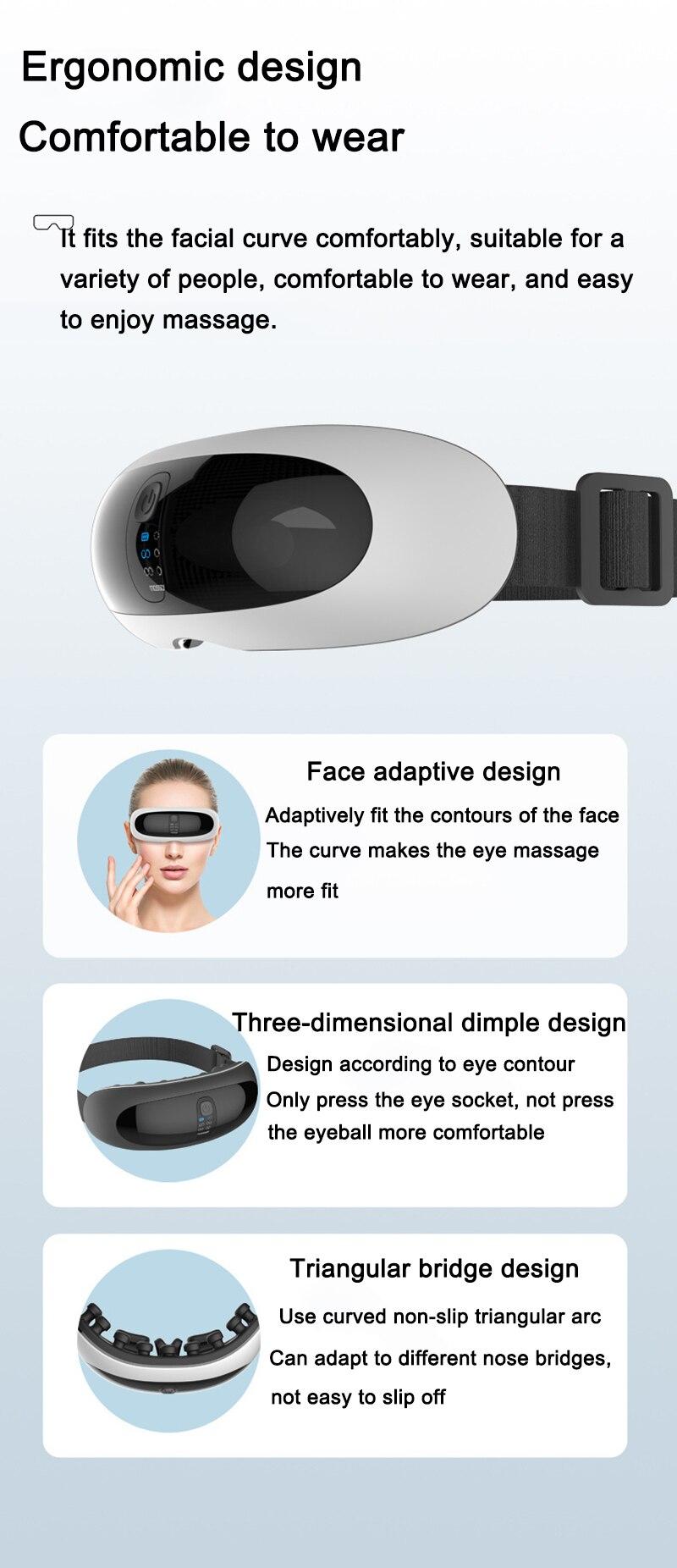 4D Smart Eye Massager Adult Relieves Fatigue Eye Protection 17 Dot Matrix Green Light Massage Point Vibration Massage Eye Care