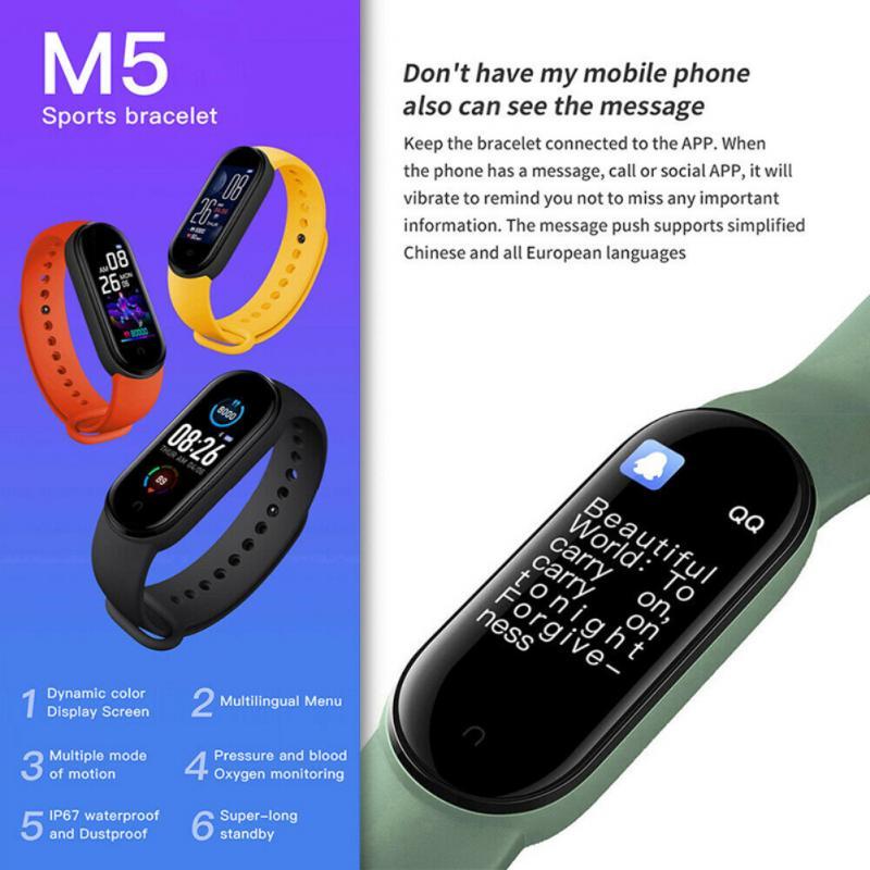 M5 Health Bracelet Heart Rate Blood Pressure Smart Band Fitness Tracker Smartband Wristband for Smart Band 5 Smart Watch Devices