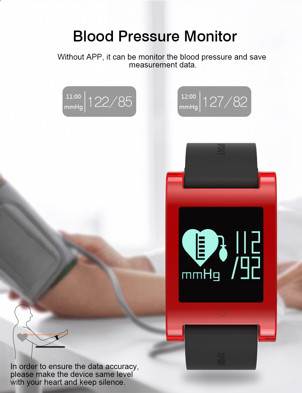 Health Smart Bracelet Blood Pressure Bluetooth Waterproof Wristband Find My Device Smart Watch for Gift Health Fitness Bracelet