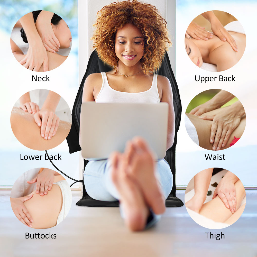 9 Motor Electric Vibrating Back Massager Chair Cussion Heating Pain Relief Mat Car Home Office Lumbar Neck Mattress