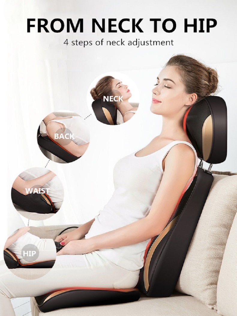 JinKaiRui Vibrating Electric Cervical Neck Back Body Cushion Massage Chair Massage Muscle Stimulator with Heating Device