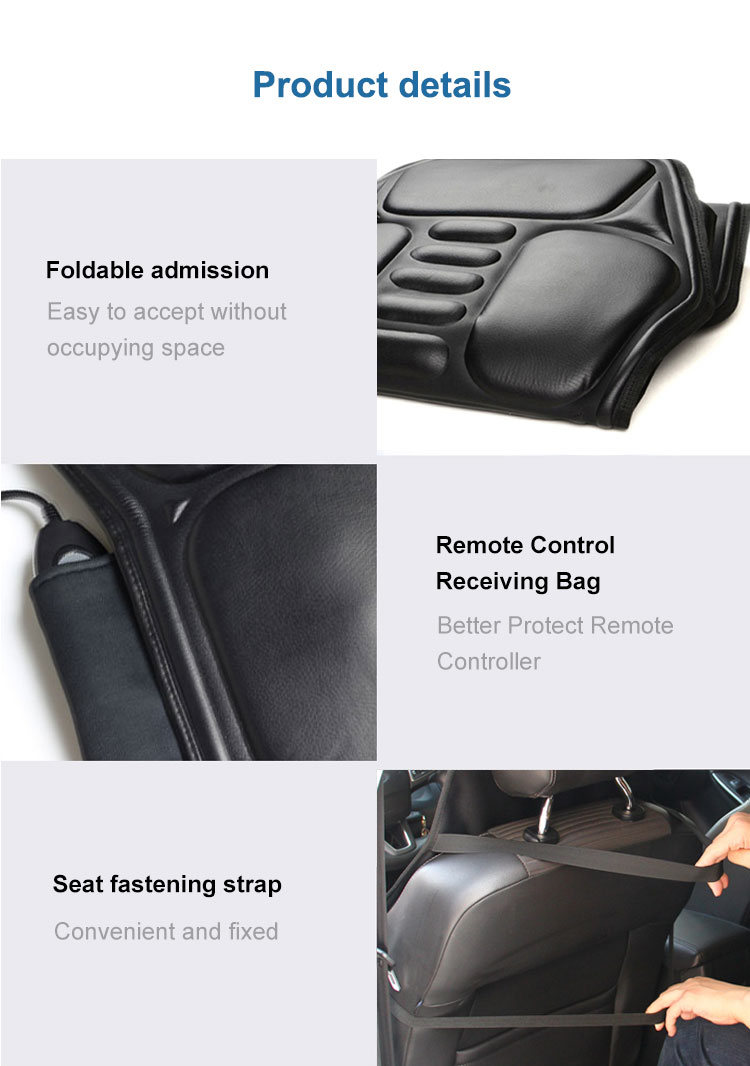 KLASVSA Electric Heating Vibrating Back Massager Chair In Car Home Office Lumbar Neck Mattress Pain Relief LED remote control