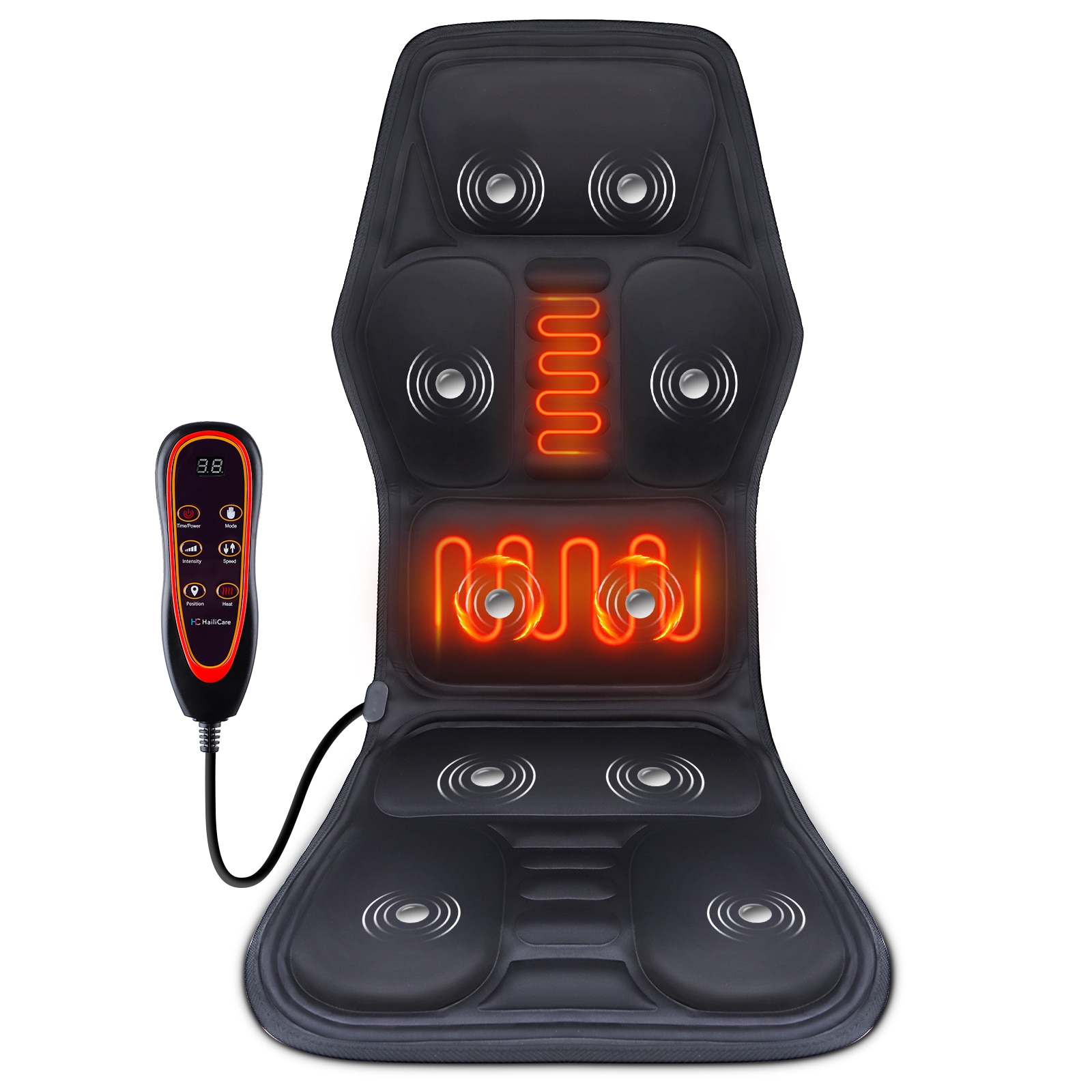 Electric Heating Vibrating Back Massager Waist Massage Cushion Full Body Massage Chair Kneading Pain Relief Car Home Office