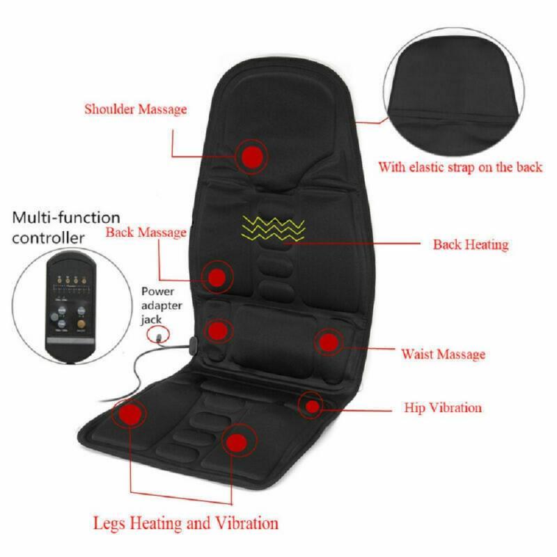 Electric Heating Vibrating Back Massager Chair Car Cushion Massage Heat Mat Seat Cover Cushion Neck Pain Relief Lumbar Support