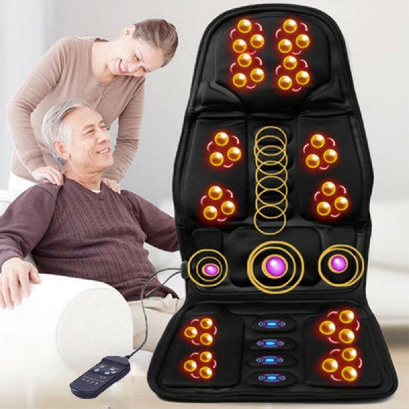 Electric Heating Vibrating Back Massager Chair Car Cushion Massage Heat Mat Seat Cover Cushion Neck Pain Relief Lumbar Support