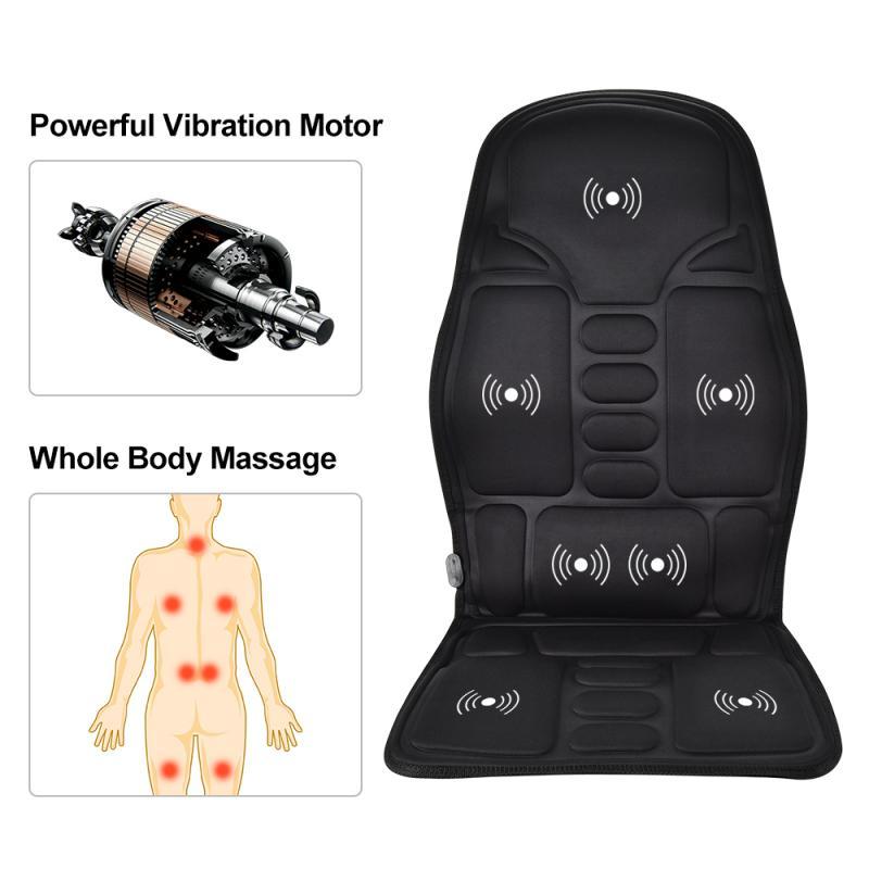 Electric Heating Vibrating Back Massager Chair Car Cushion Massage Heat Mat Seat Cover Cushion Neck Pain Relief Lumbar Support