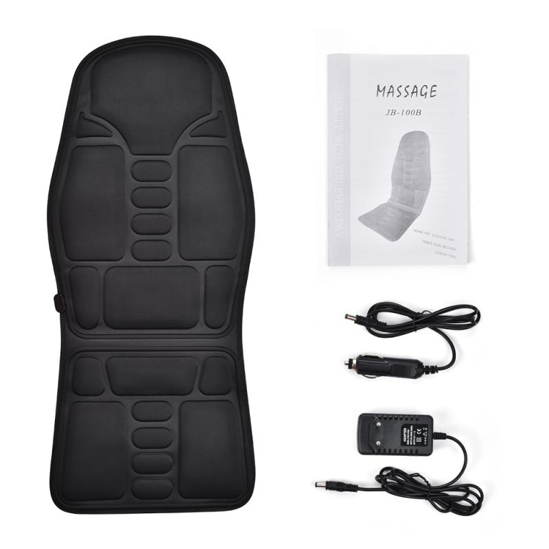 Electric Heating Vibrating Back Massager Chair Car Cushion Massage Heat Mat Seat Cover Cushion Neck Pain Relief Lumbar Support