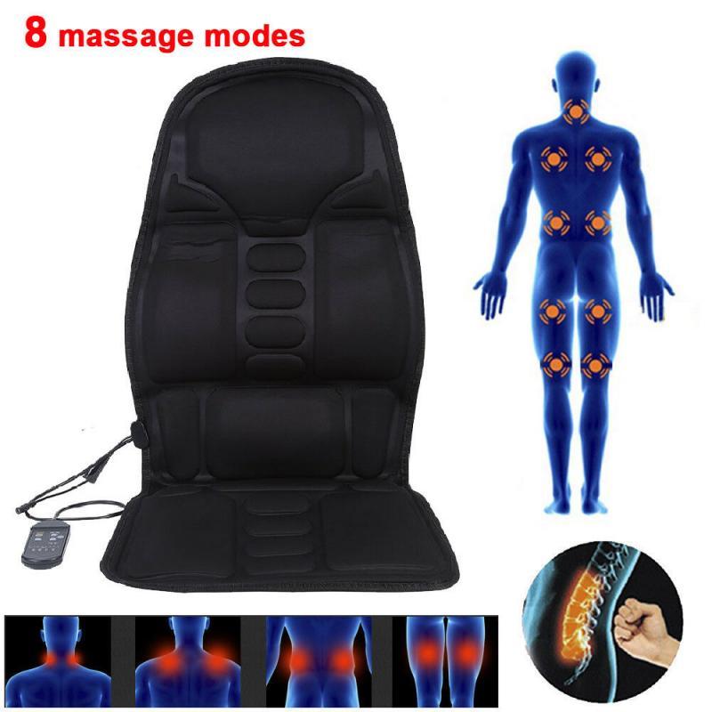 Electric Heating Vibrating Back Massager Chair Car Cushion Massage Heat Mat Seat Cover Cushion Neck Pain Relief Lumbar Support