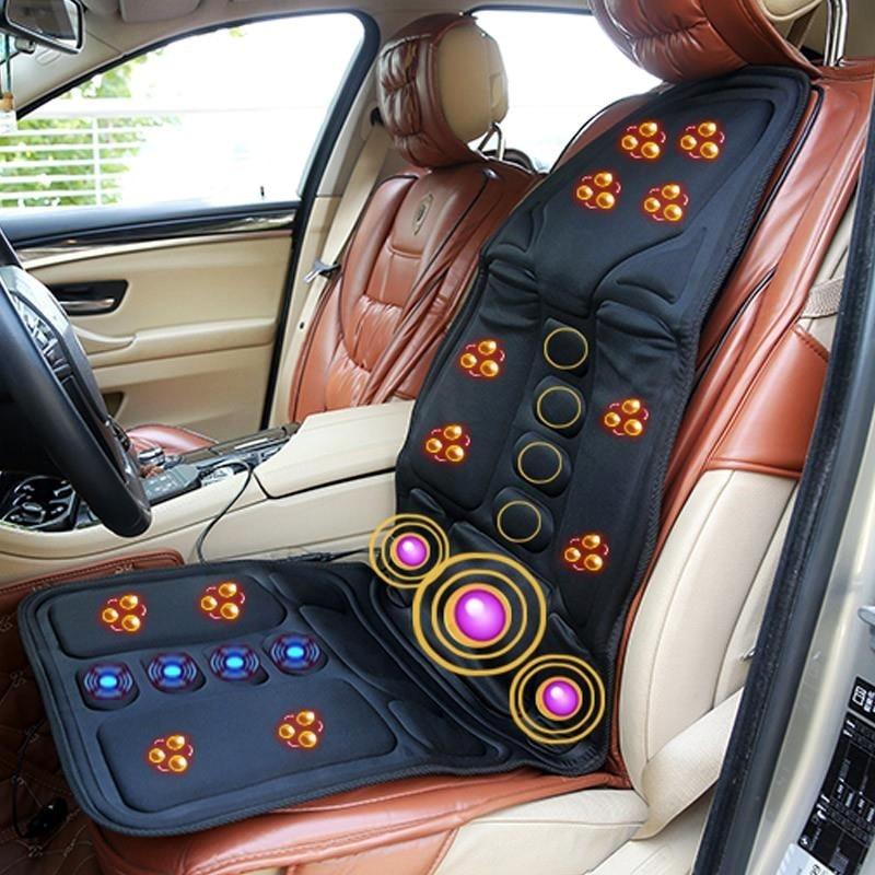 Electric Heating Vibrating Back Massager Chair Car Cushion Massage Heat Mat Seat Cover Cushion Neck Pain Relief Lumbar Support