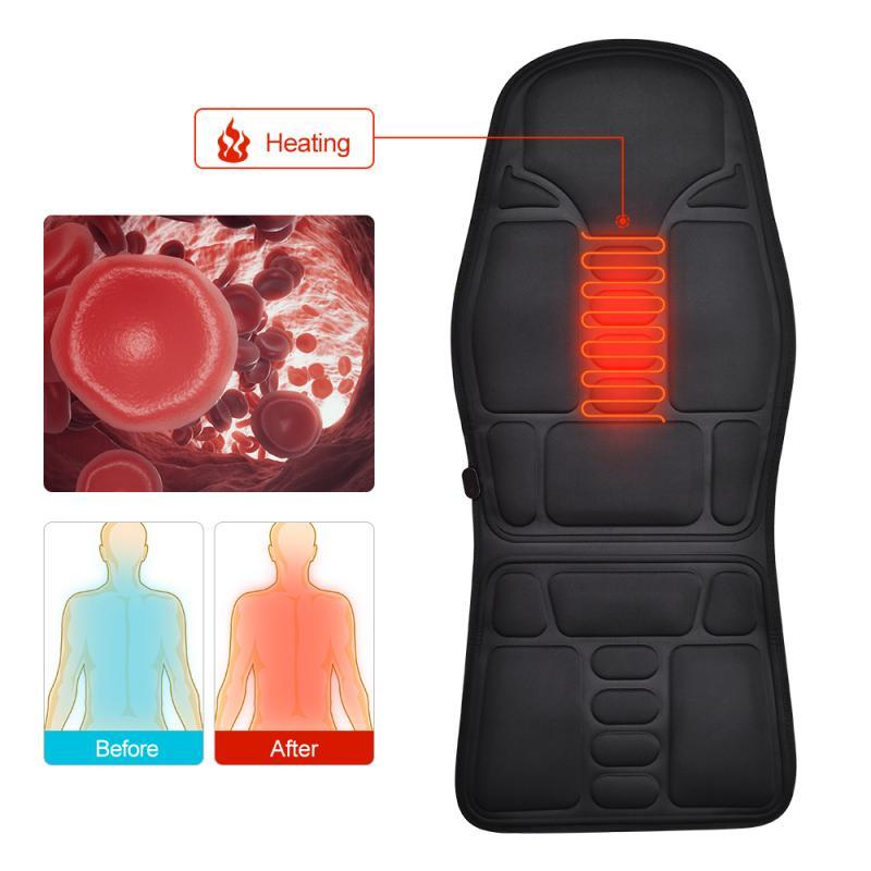 Electric Heating Vibrating Back Massager Chair Car Cushion Massage Heat Mat Seat Cover Cushion Neck Pain Relief Lumbar Support