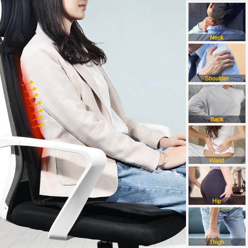 Electric Heating Vibrating Back Massager Chair Car Cushion Massage Heat Mat Seat Cover Cushion Neck Pain Relief Lumbar Support