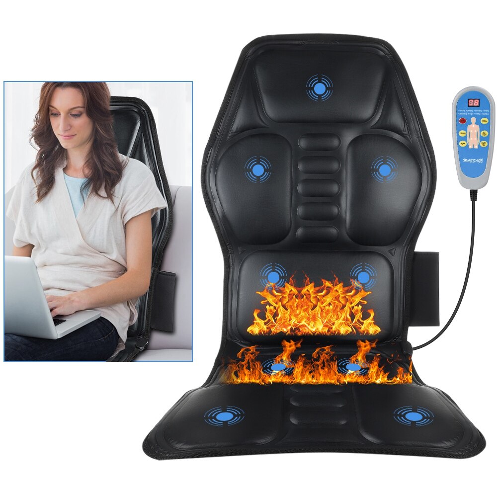 Electric Heating Vibrating Back Massager Chair Treatment Cushion Seat Pads For Car Home Office Lumbar Neck Mattress Pain Relief