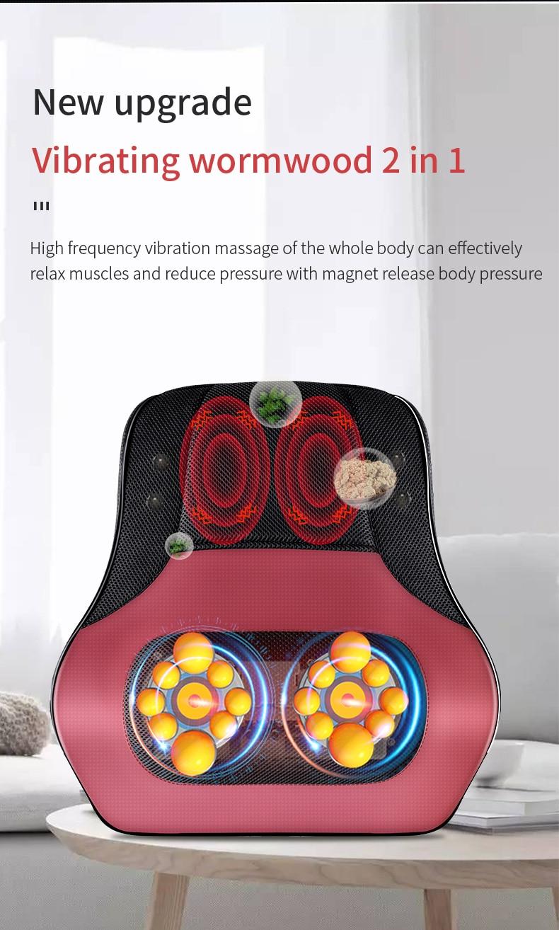 Jinkairui Massage Pillow Neck Back Massager Vibrating Relaxation Shoulder and Neck Multifunctional Electric Spine Massage Pillow