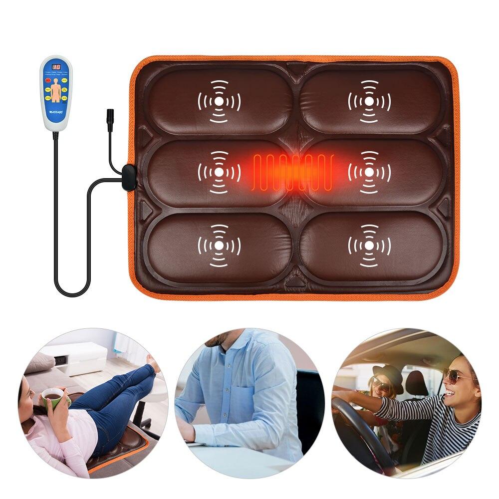 Electric Heating Vibrating Back Massager Portable Massaging Chair Cushion Vibrator Seat Pad Home Car Office Pain Relief RelaxMat