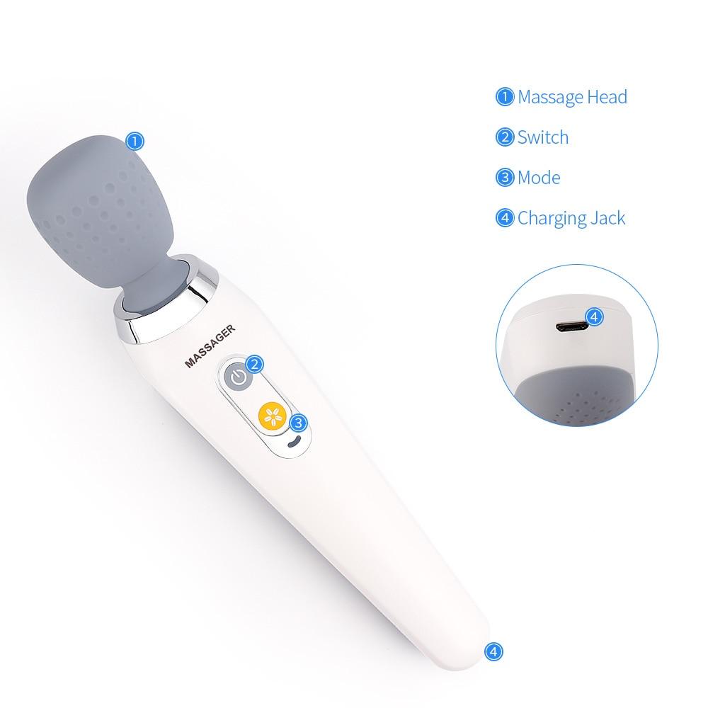 USB Handheld Electric Wand Massager High Frequency Vibration Body Neck Back Muscle Relax Vibrating Deep Tissue Massage Machine