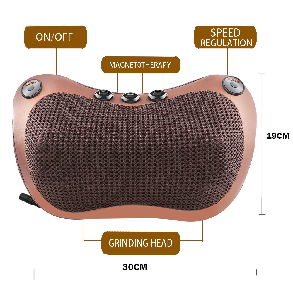 Relaxation Massage Pillow Vibrator Electric Head Shoulder Back Heating Kneading Infrared therapy pillow shiatsu Neck Massager