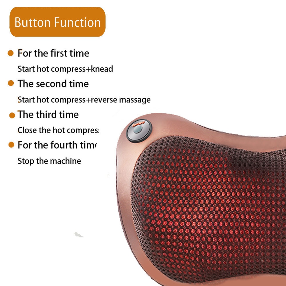 Relaxation Massage Pillow Vibrator Electric Head Shoulder Back Heating Kneading Infrared therapy pillow shiatsu Neck Massager