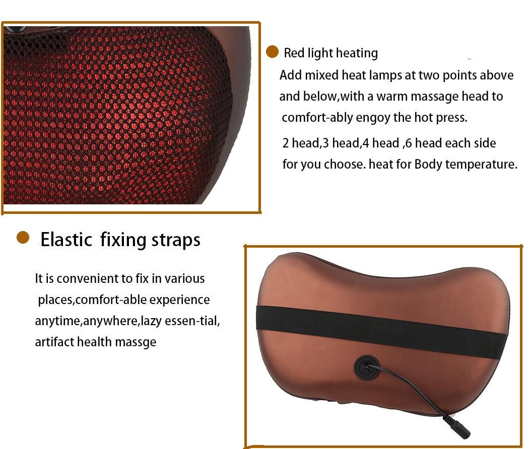 Relaxation Massage Pillow Vibrator Electric Head Shoulder Back Heating Kneading Infrared therapy pillow shiatsu Neck Massager