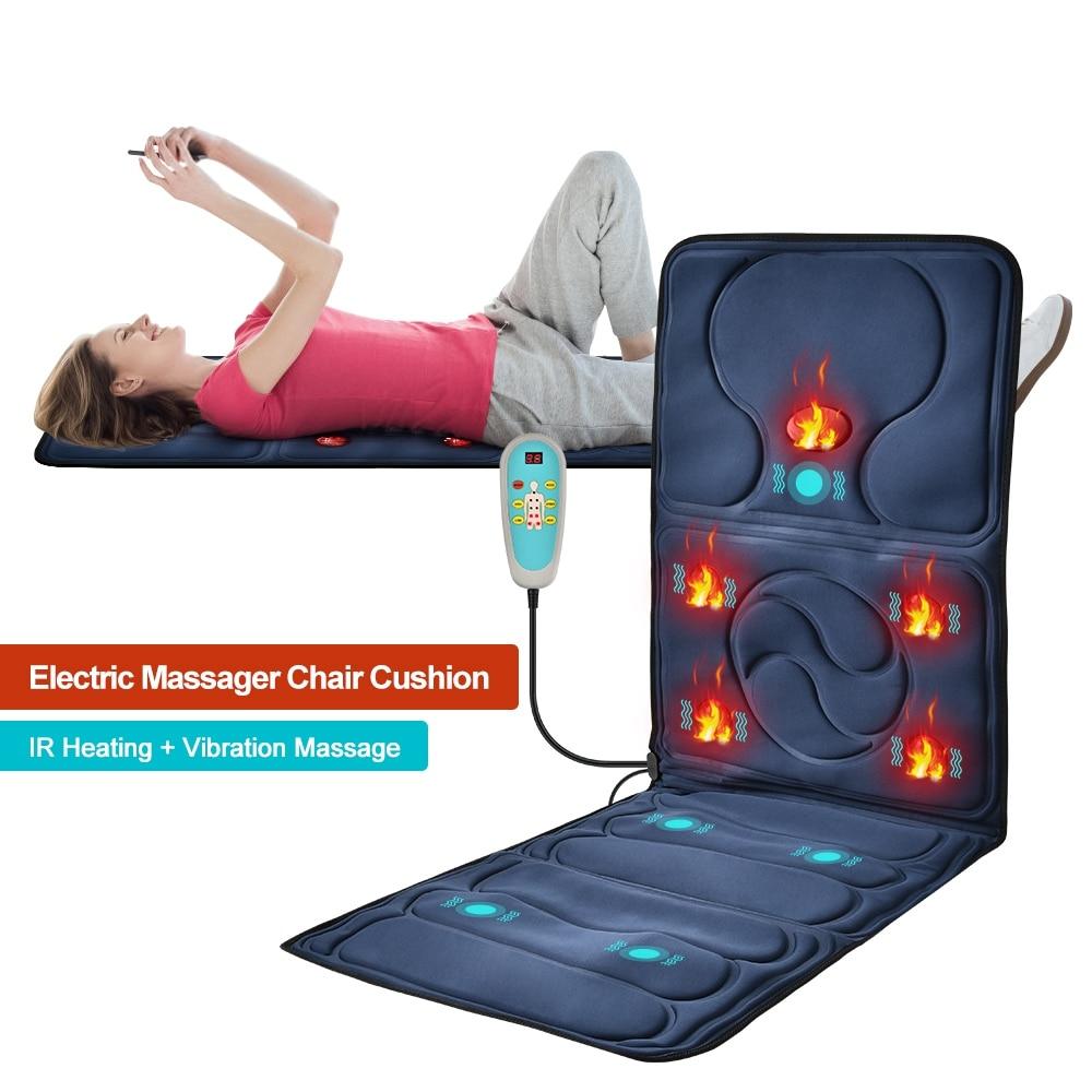 Electric Heating Vibrating Back Massager Pads Winter Far Infrared Warm Treatment Massaging Chair Cushion Seat Body Massage Pad