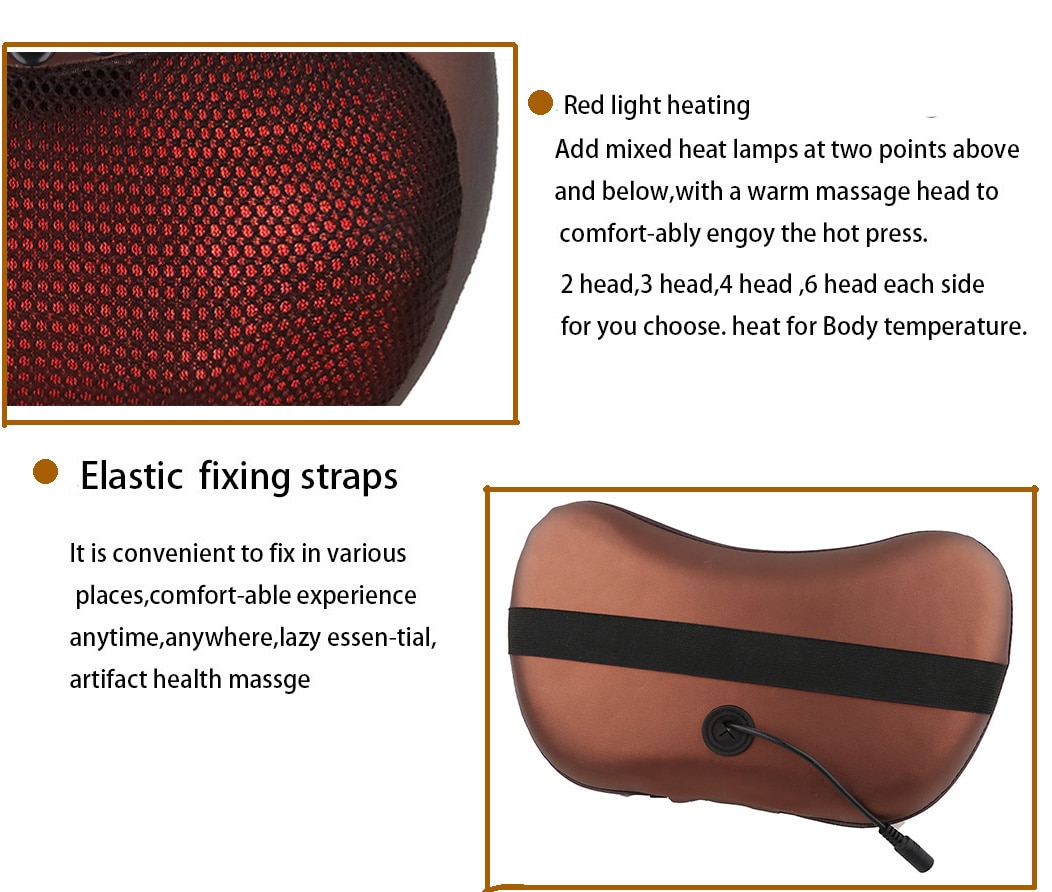 Electric Relaxation Massage Pillow Vibrator Neck Shoulder Back Heating Kneading Infrared therapy Massage Pillow