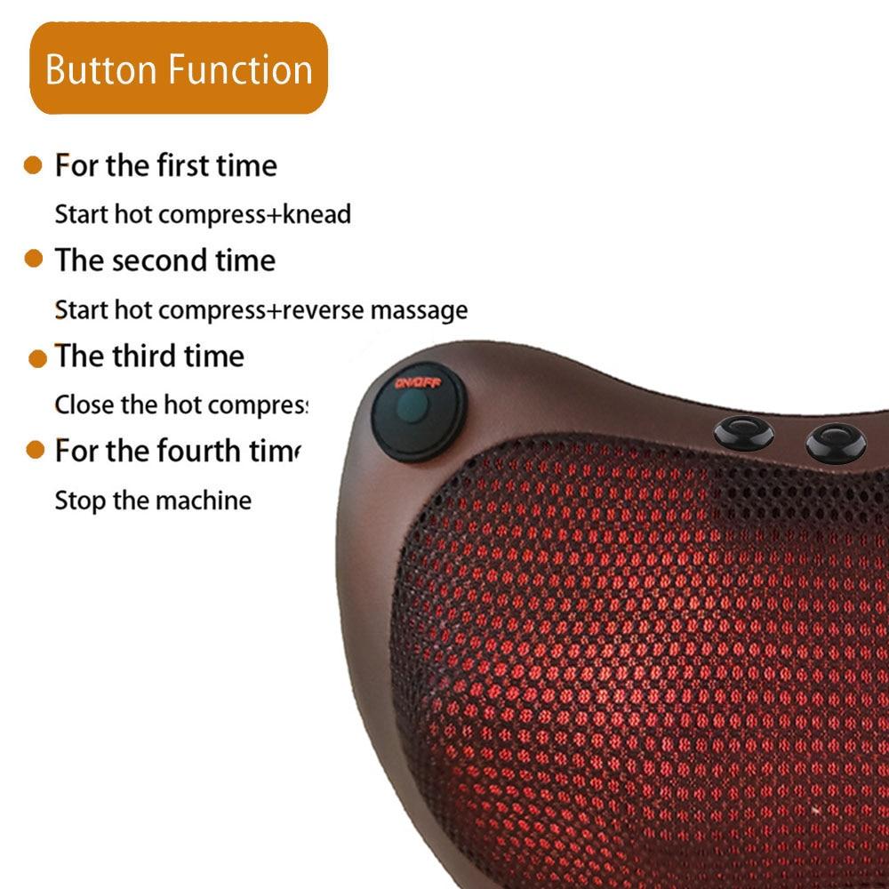 Electric Relaxation Massage Pillow Vibrator Neck Shoulder Back Heating Kneading Infrared therapy Massage Pillow