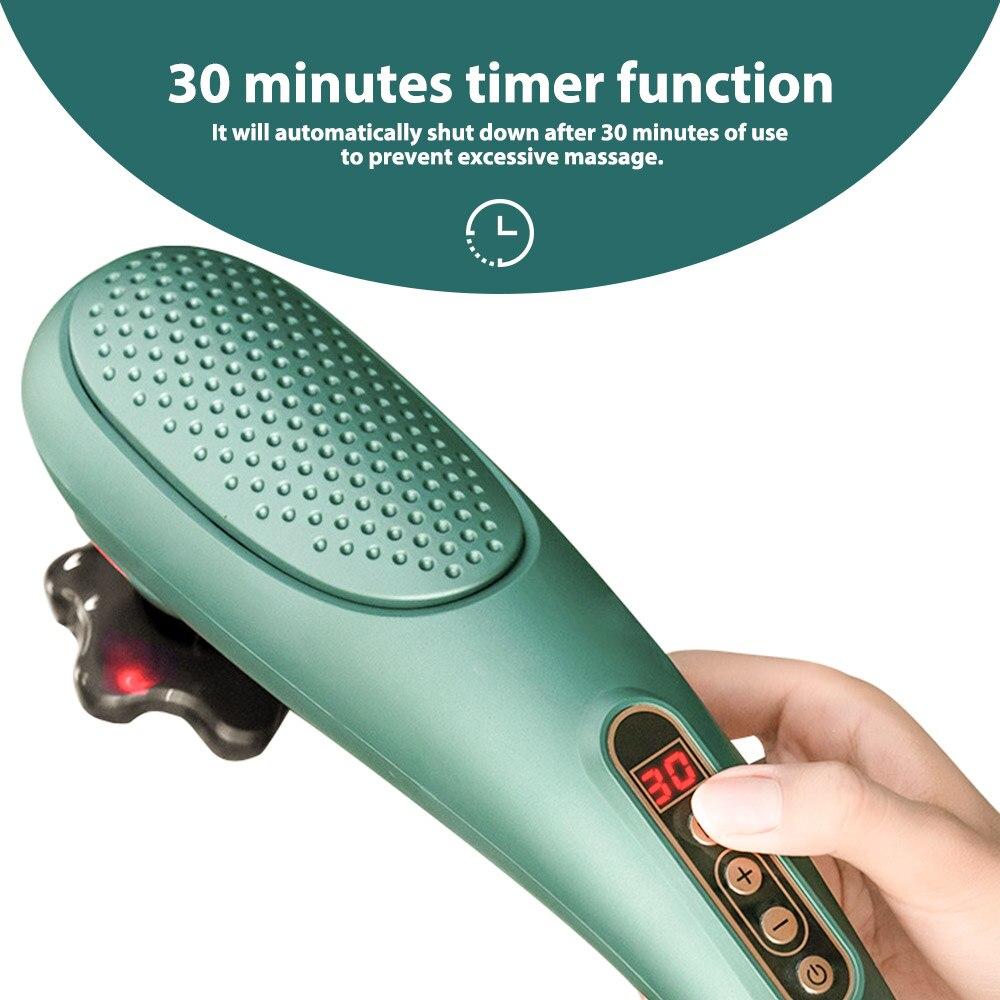 6 in 1 Rechargable Massage Stick for Muscles Neck Cordless Electric Body Massage Deep Tissue Back Heat Vibration Massager Hammer