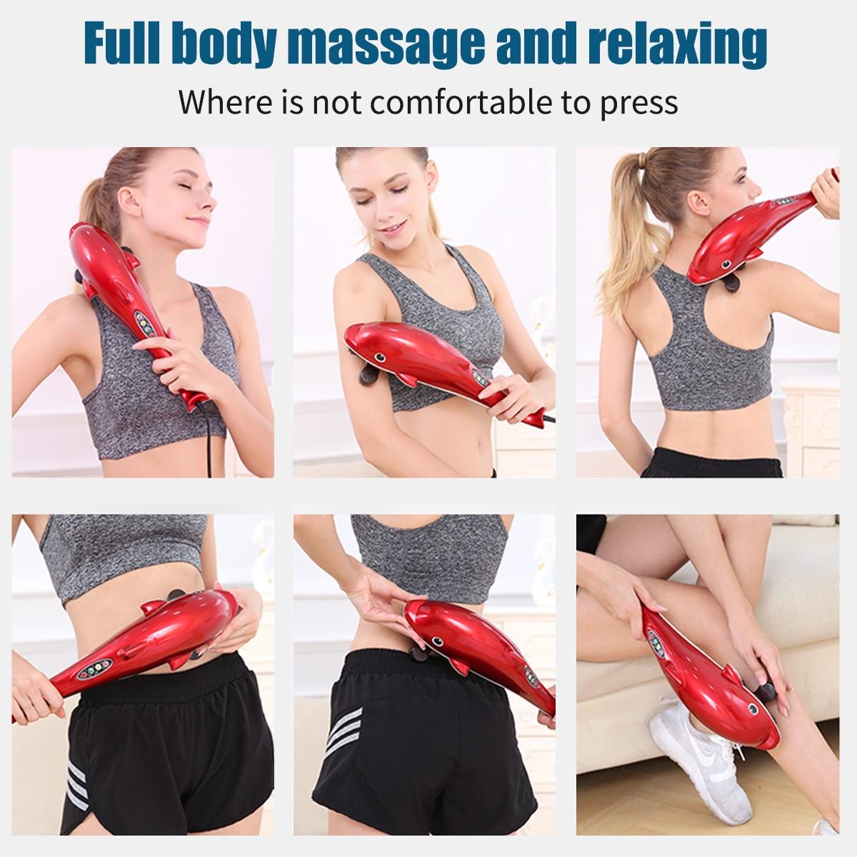 Electric Dolphin Massager Back Massage Hammer Vibration Infrared Stick Roller Cervical Body Massage