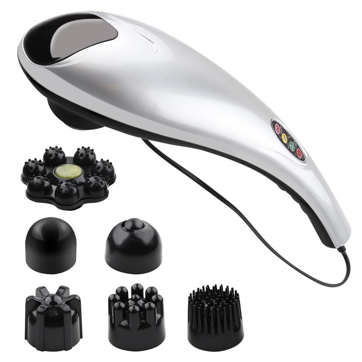 RUOKEY 6 head Electric Dolphin Massager luxury Back Massage Hammer Vibration Infrared Stick Roller Cervical Body Massager