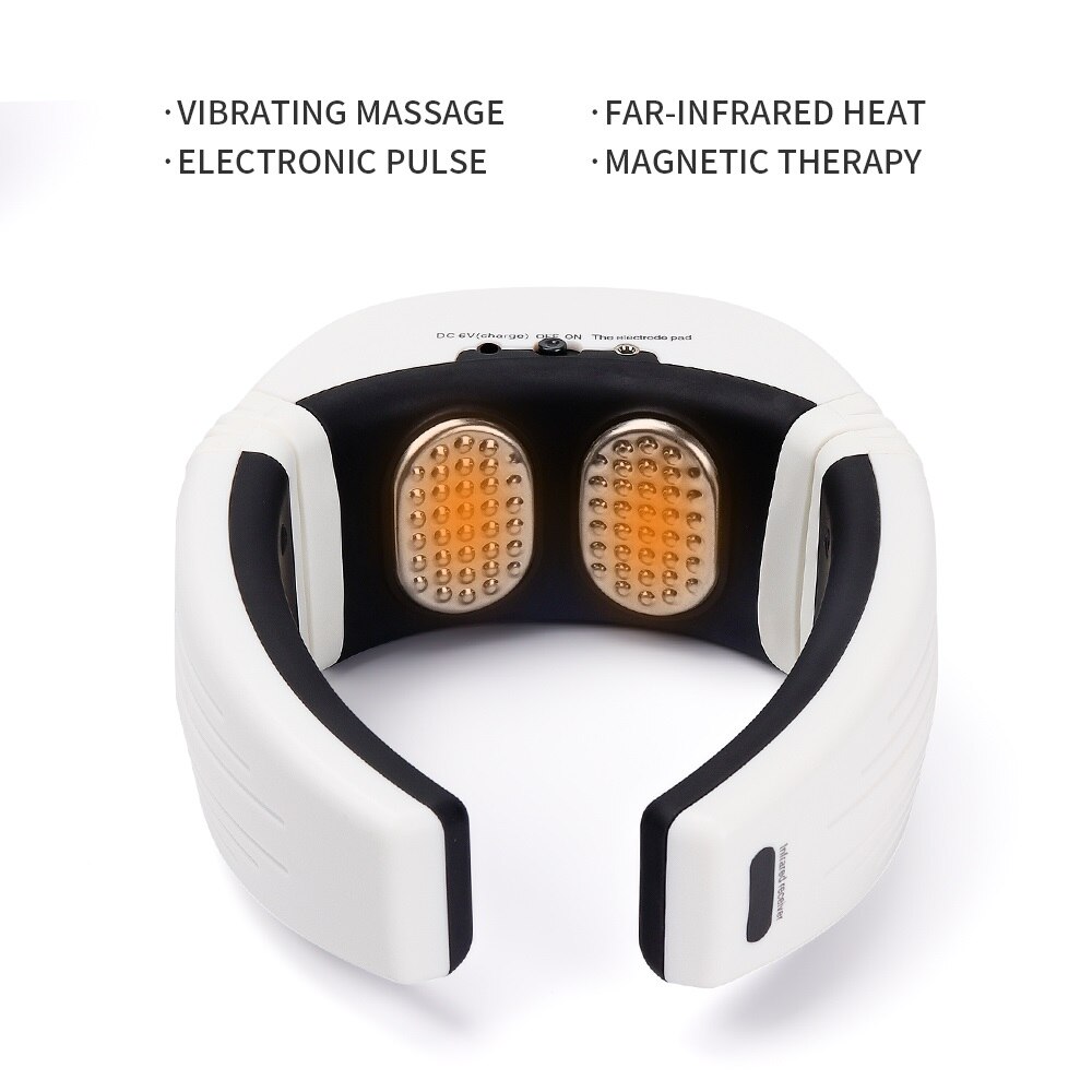 Electric Magnetic Pulse Neck Massager Infrared Heating Neck Back Vibration Massage Device Therapy Cervical Vertebra Relief Pain